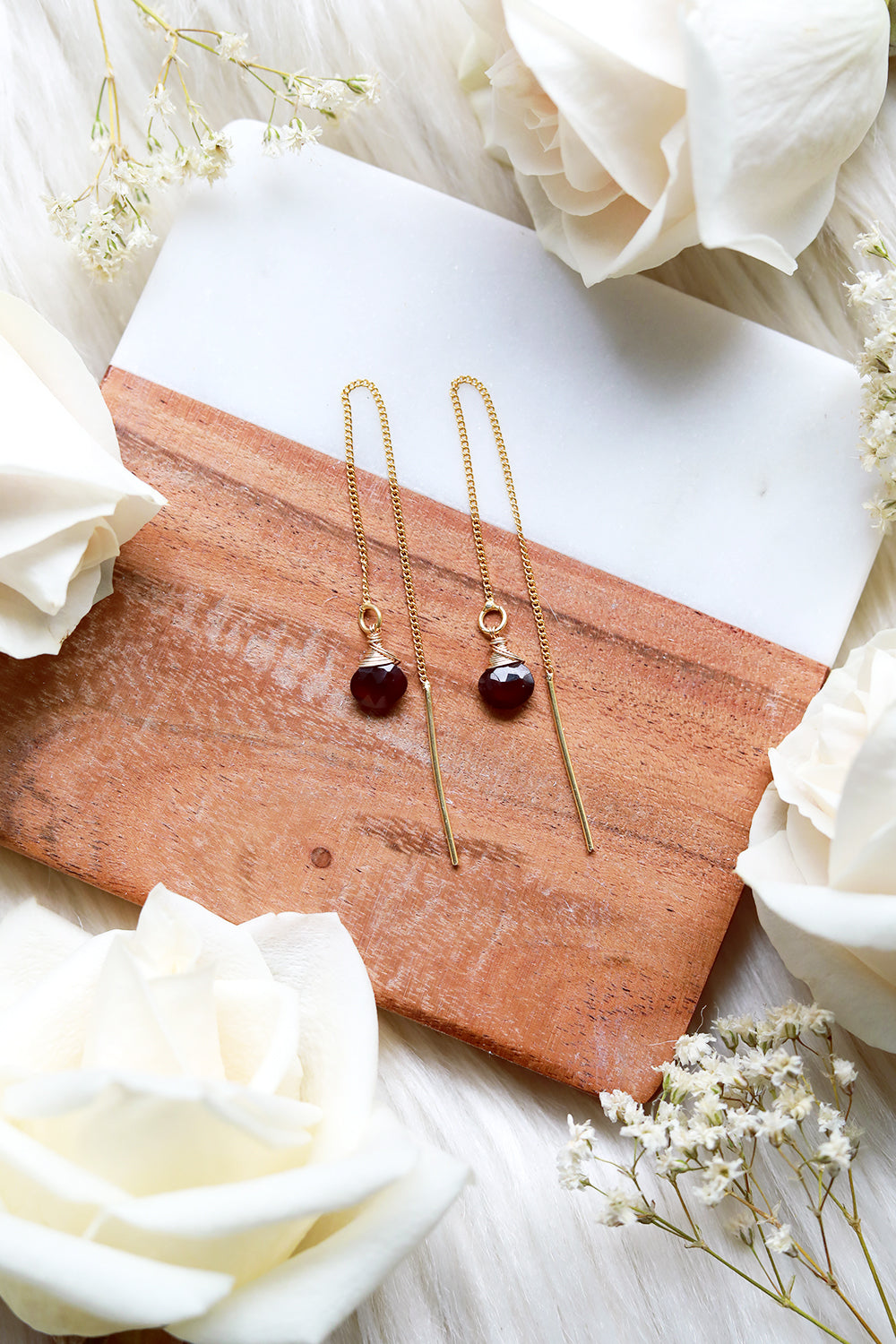 Gemstone Thread Through Earring – Rebecca Accessories